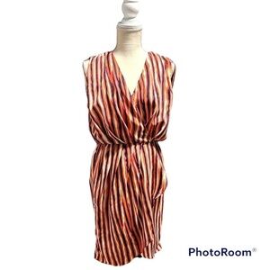 MM Couture Miss Me Faux Wrap Striped sleeveless tulip Dress